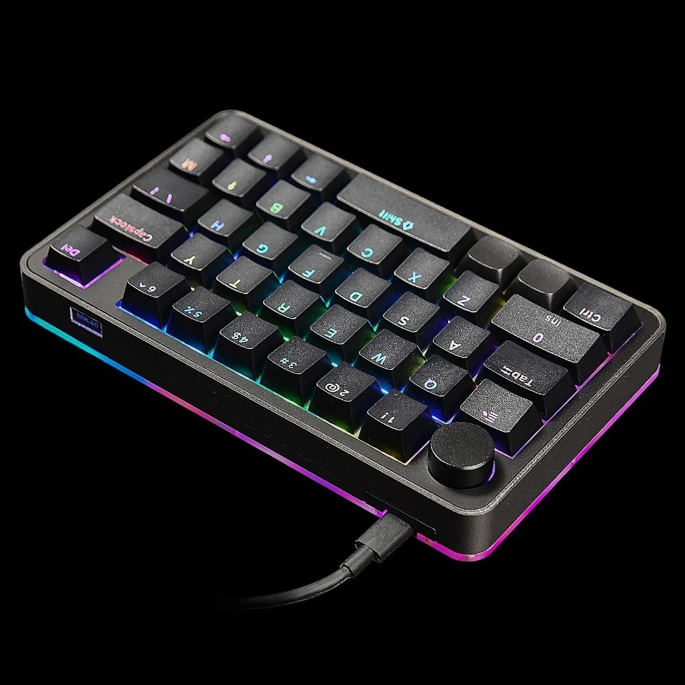 Gaming Accessories To Have - MK40 คีย์บอร์ดซ้ายคีย์บอร์ดสําหรับแท็บเล็ตการเขียนโปรแกรมมาโคร RGB ที่กําหนดเองมีลูกบิด 38 คีย์
