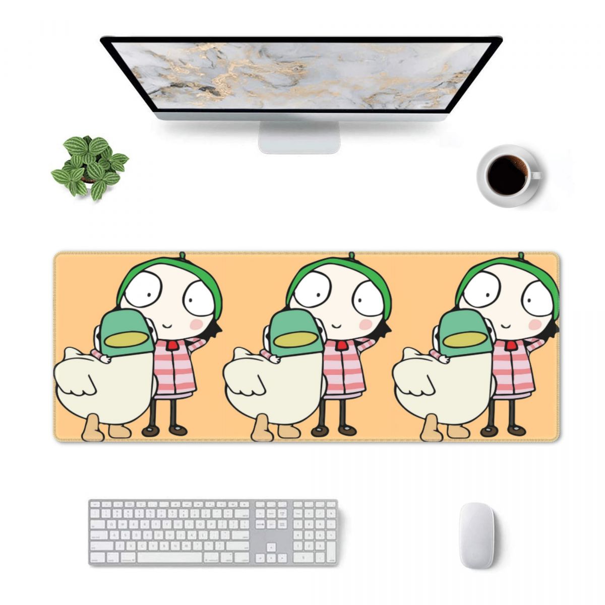 Gaming Accessories To Have - แผ่นรองเมาส์ขนาดใหญ่ลายซาร่าห์และเป็ด สนุกสนานสำหรับเกมเมอร์ แผ่นรองสำหรับคอมพิวเตอร์พีซี แล็ปท็อป คีย์บอร์ด พรมคอมพิวเตอร์